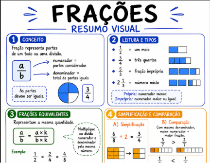 Resumo visual de Frações